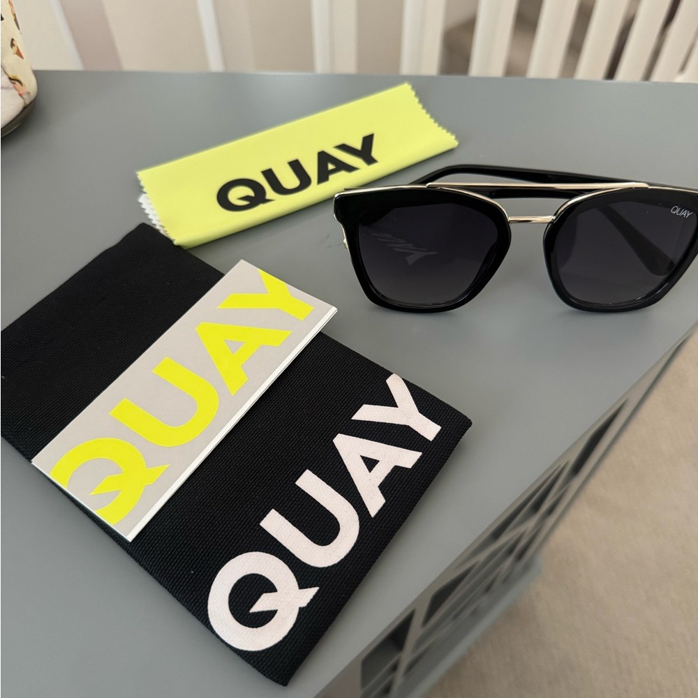 Quay Australia Black Sunglasses with Gold Detail